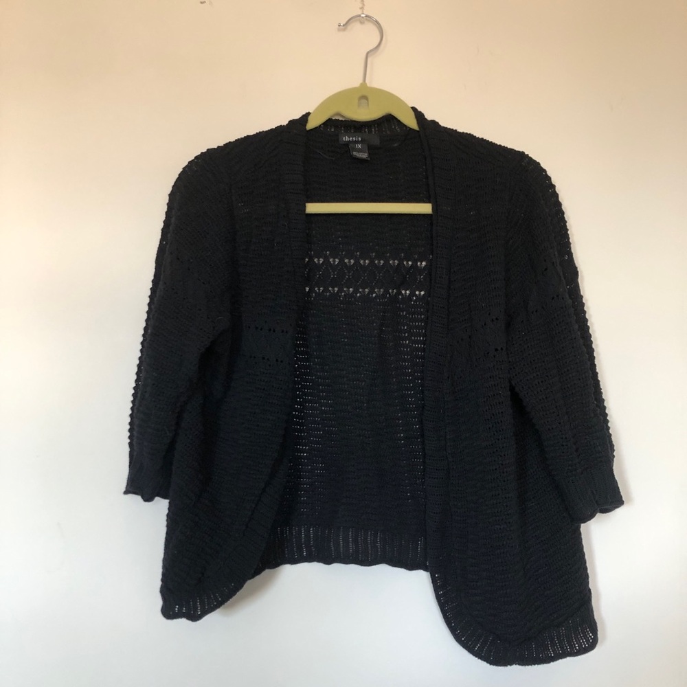 Black Open-Front Knit Sweater